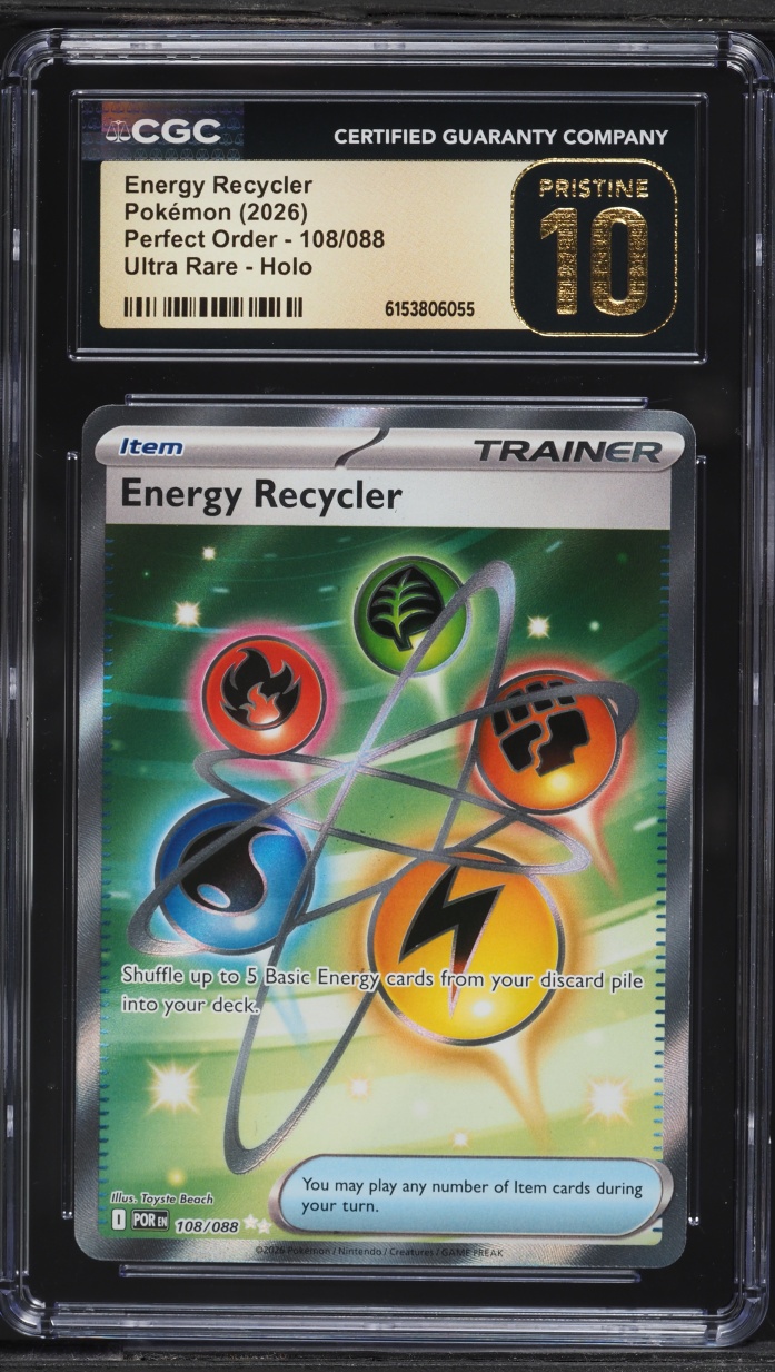 2026 Pokemon Mega Evolution Perfect Order Full Art Energy Recycler #108 CGC 10 PRISTINE