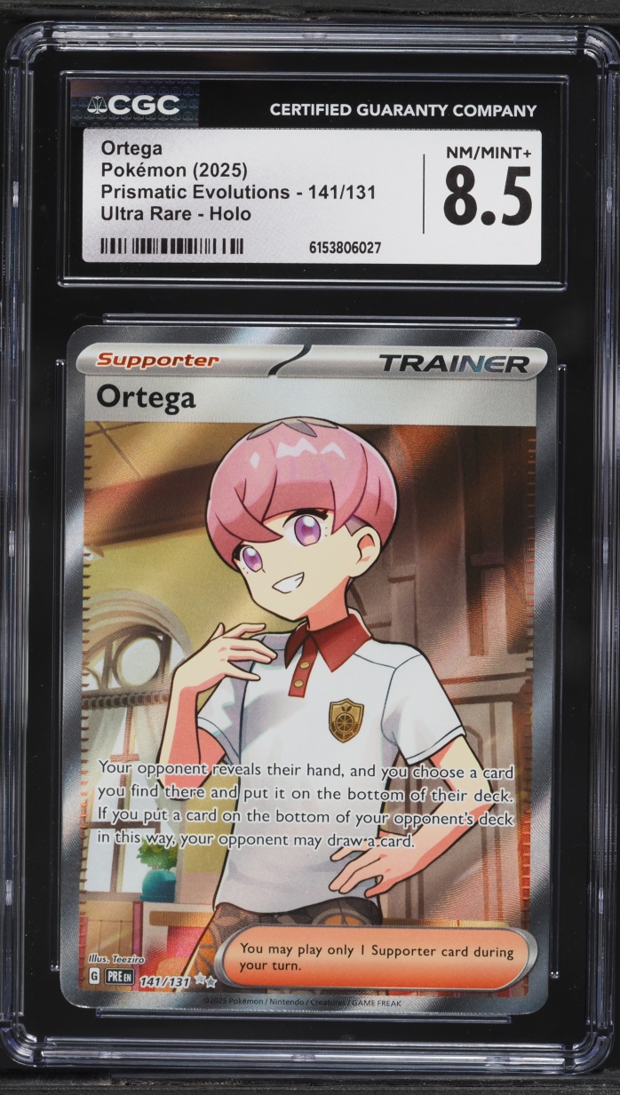2025 Pokemon Scarlet & Violet Prismatic Evolutions Full Art Ortega #141 CGC 8.5 NM-MT+