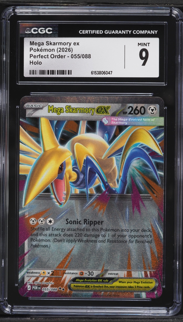 2026 Pokemon Mega Evolution Perfect Order Holo Mega Skarmory ex #055 CGC 9 MINT
