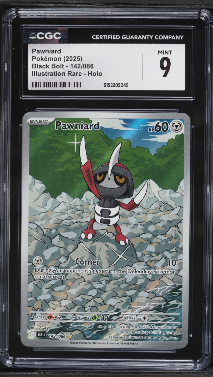 2025 Pokemon Scarlet & Violet Black Bolt IR Pawniard #142 CGC 9 MINT