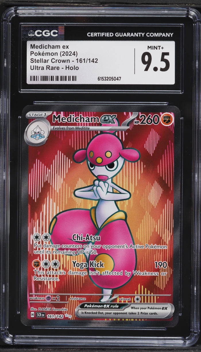 2024 Pokemon Scarlet & Violet Stellar Crown Full Art Medicham EX #161 CGC 9.5 MINT+