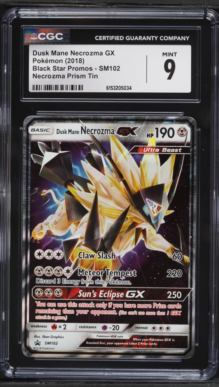 2018 Pokemon Suun & Moon Black Star Promo Alt Art Dusk Mane Necrozma GX #SM102 CGC 9 MINT