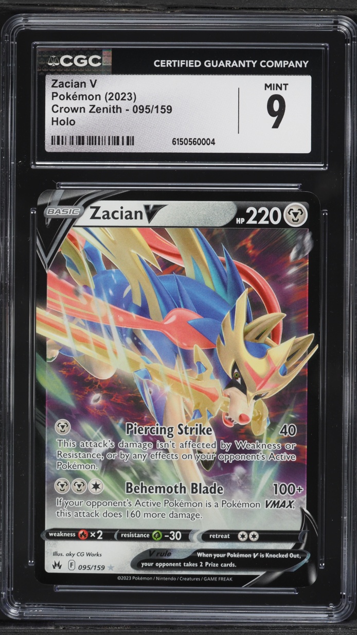 2023 Pokemon Sword & Shield Crown Zenith Zacian V #95 CGC 9 MINT