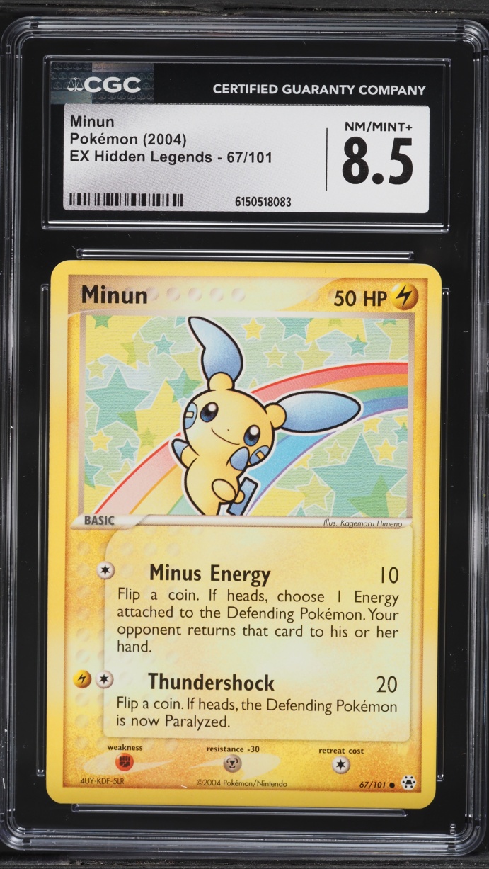 2004 Pokemon EX Hidden Legends Minun #67 CGC 8.5 NM-MT+
