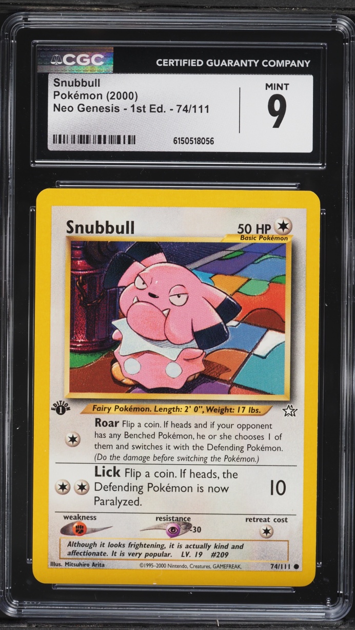 2000 Pokemon Neo Genesis 1st Edition Snubbull #74 CGC 9 MINT