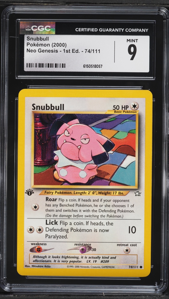 2000 Pokemon Neo Genesis 1st Edition Snubbull #74 CGC 9 MINT