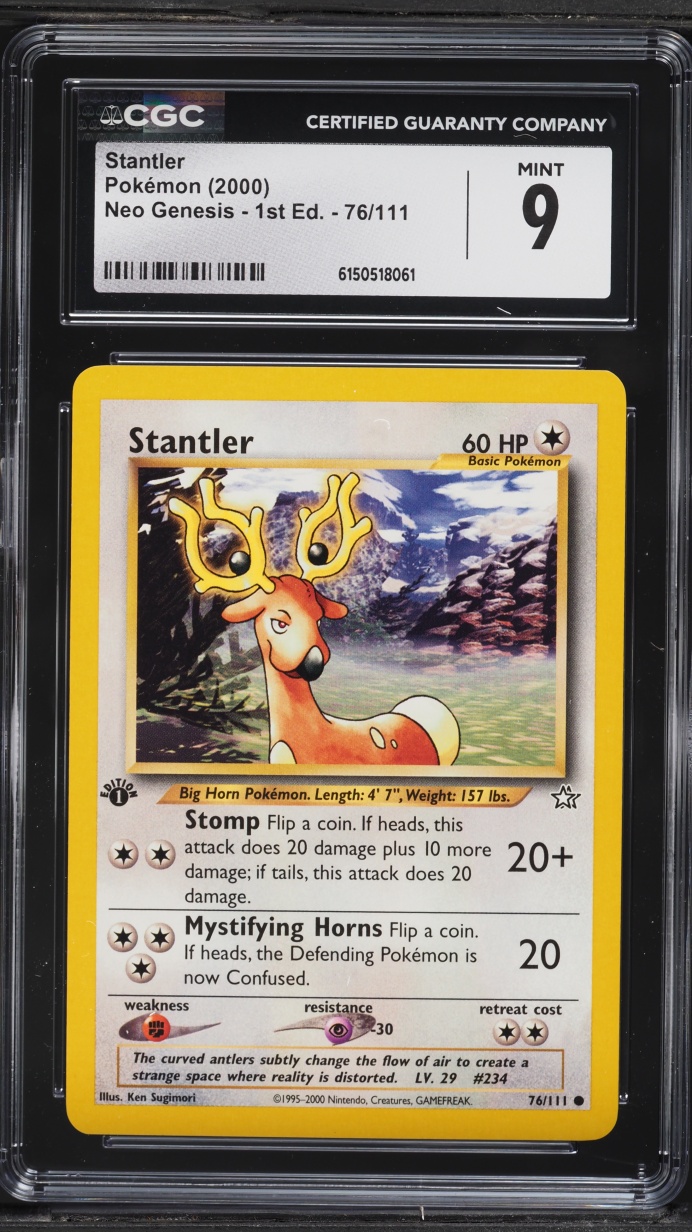 2000 Pokemon Neo Genesis 1st Edition Stantler #76 CGC 9 MINT