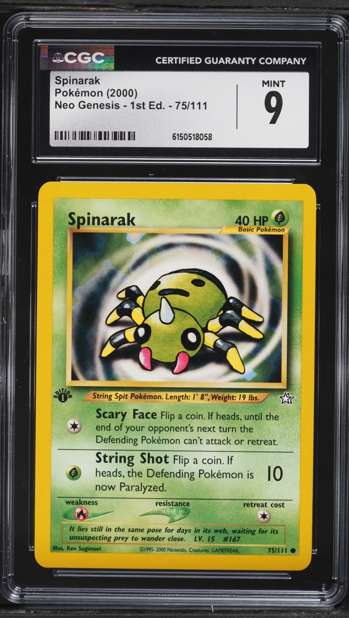 2000 Pokemon Neo Genesis 1st Edition Spinarak #75 CGC 9 MINT