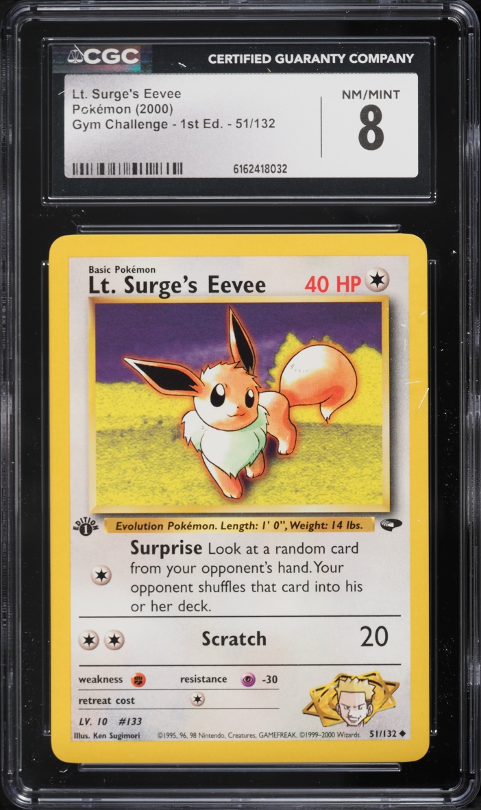 2000 Pokemon Gym Challenge 1st Edition Lt. Surge's Eevee #51 CGC 8 NM-MT