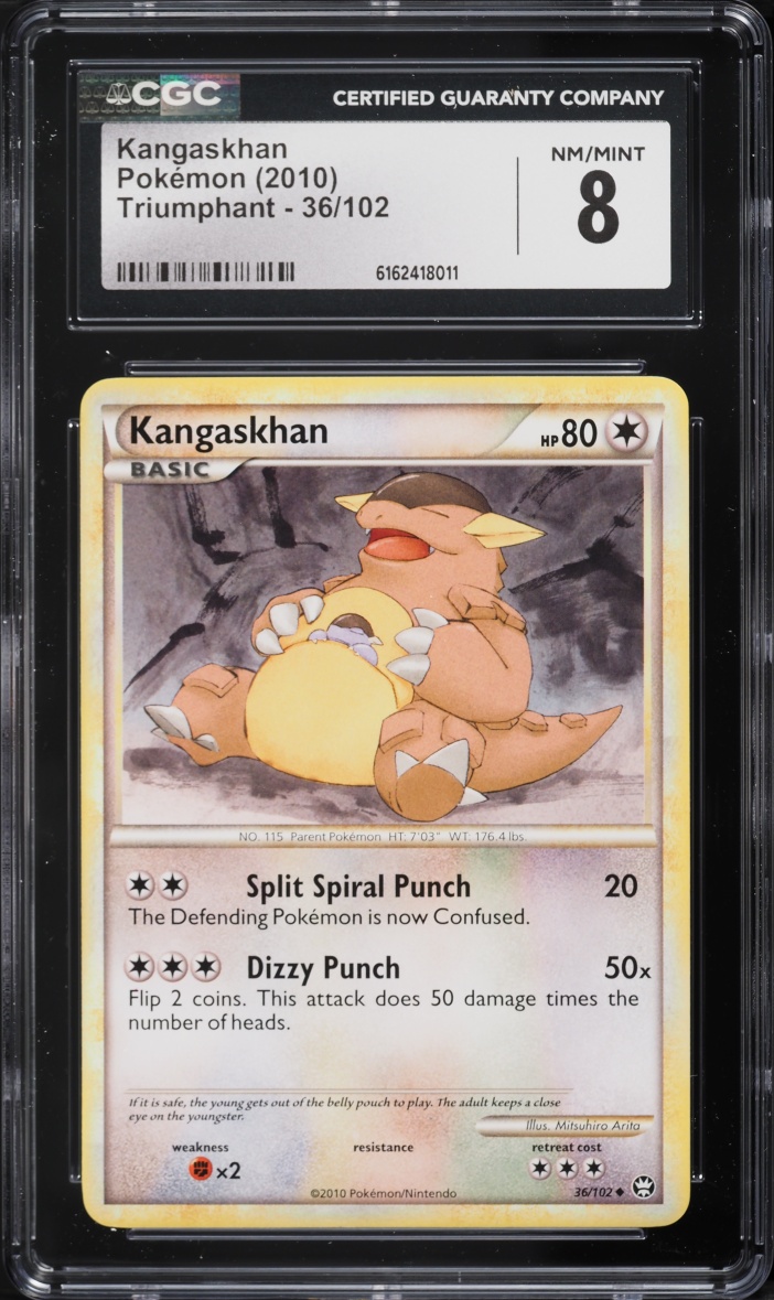 2010 Pokemon HeartGold & SoulSilver Triumphant Kangaskhan #36 CGC 8 NM-MT