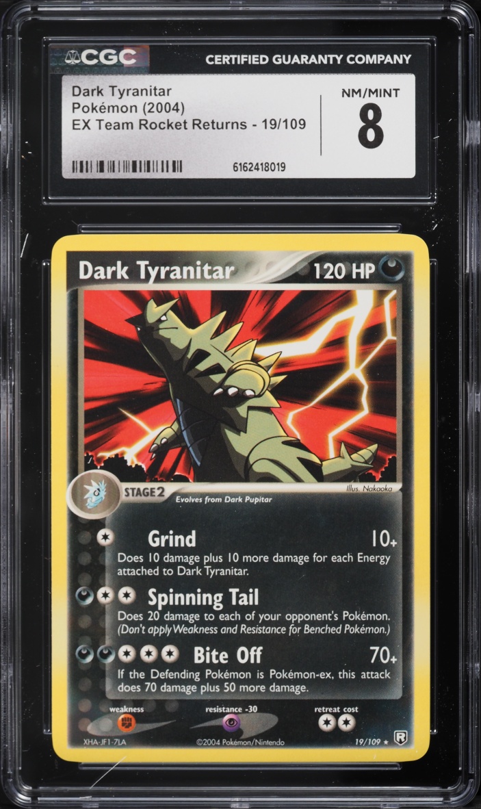 2004 Pokemon EX Team Rocket Returns Dark Tyranitar #19 CGC 8 NM-MT