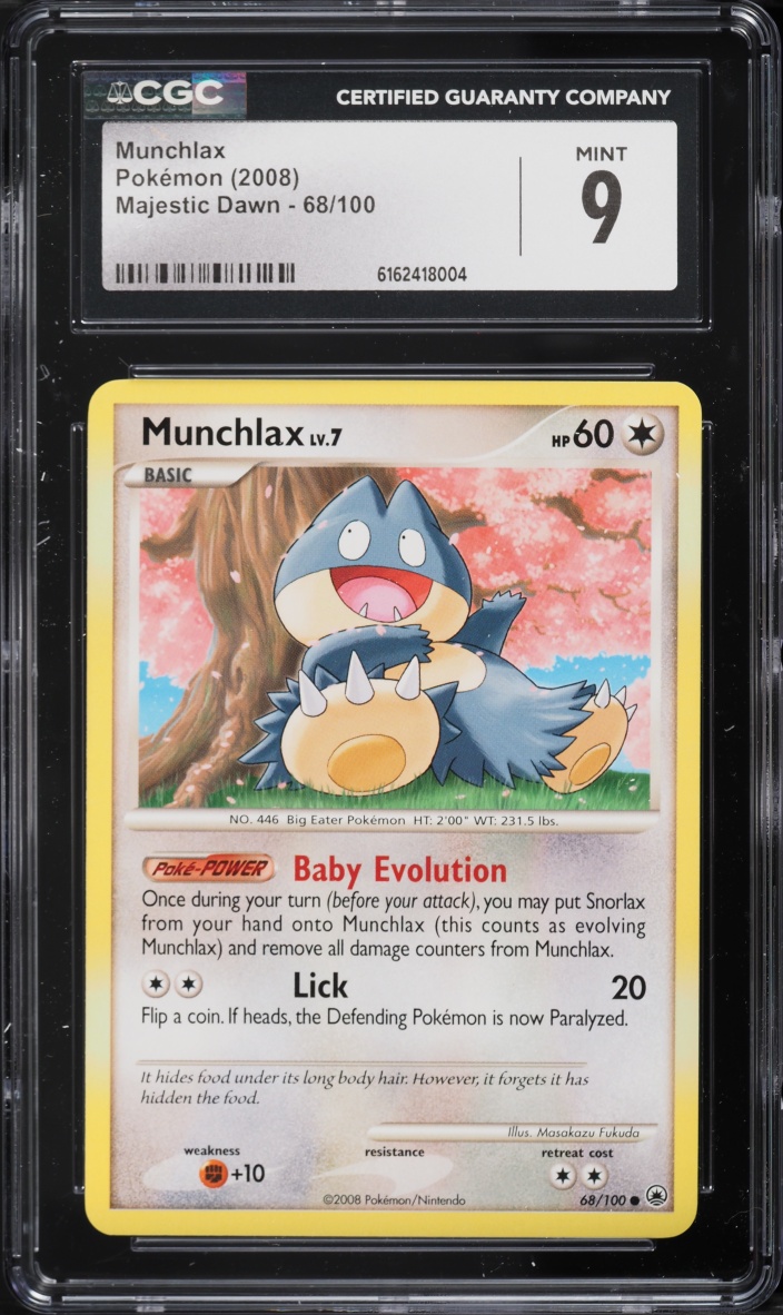 2008 Pokemon Diamond & Pearl Majestic Dawn Munchlax #68 CGC 9 MINT
