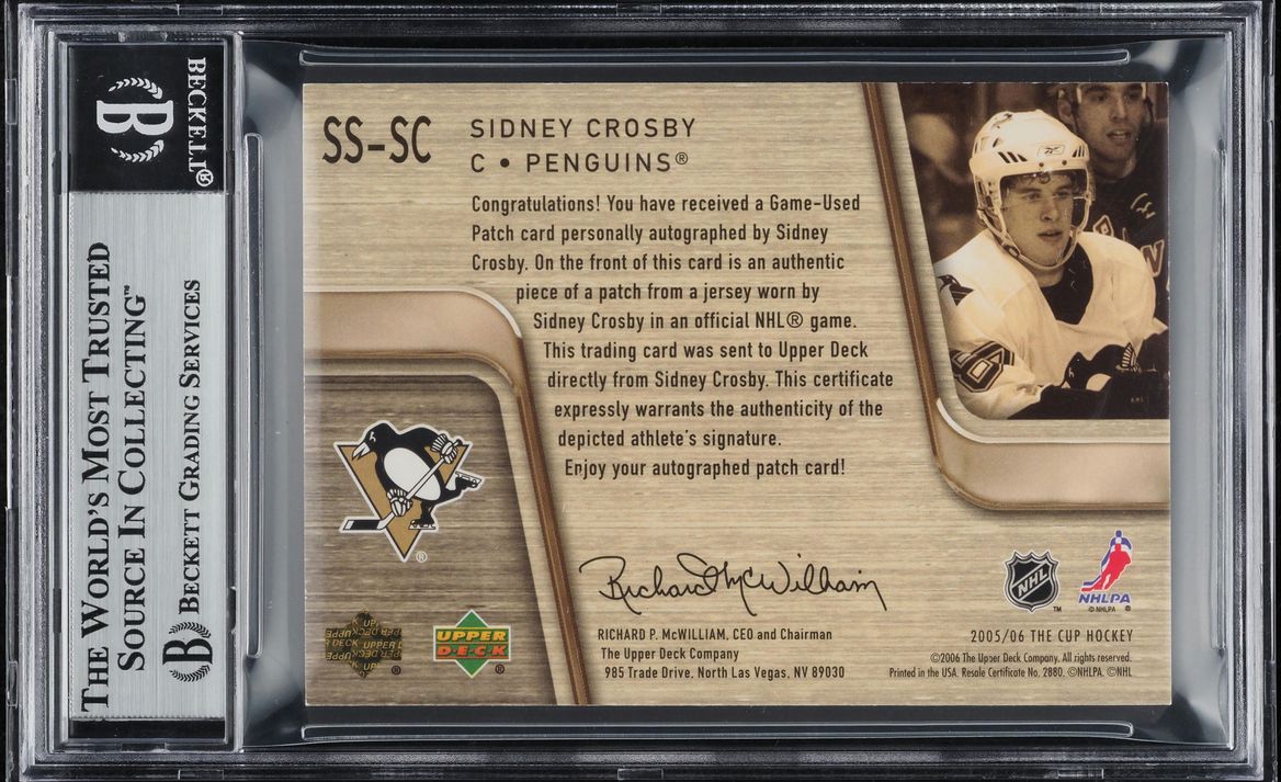 2005 The Cup Scripted Swatches Sidney Crosby PATCH AUTO 1/10 #SSSC BGS 7.5 NRMT+