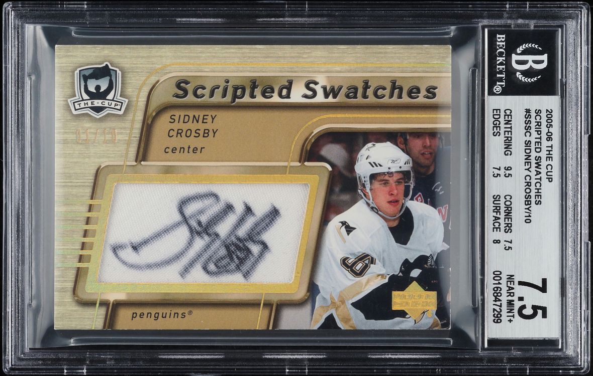 2005 The Cup Scripted Swatches Sidney Crosby PATCH AUTO 1/10 #SSSC BGS 7.5 NRMT+