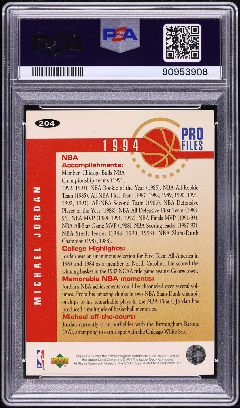 1994 Collector's Choice Michael Jordan #204 PSA 3 VG