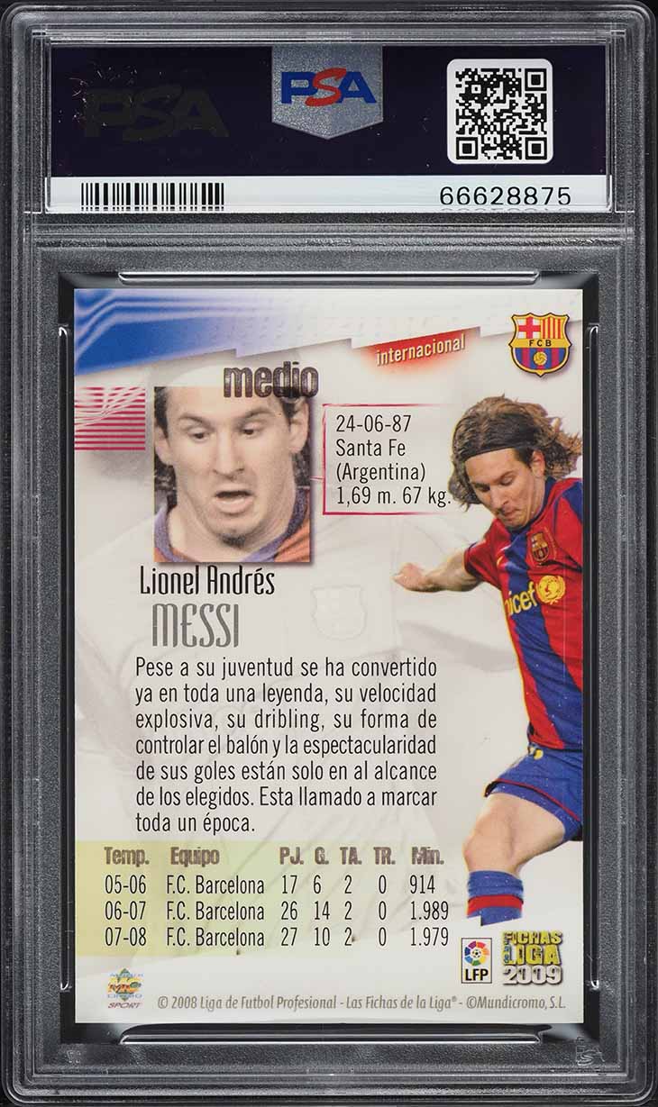 2008 Mundi Cromo Las Fichas De La Liga Lionel Messi #74 PSA 10 GEM MINT