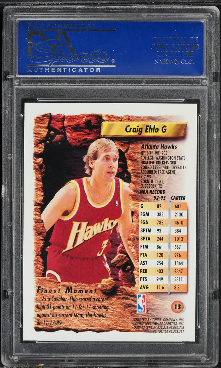1993 Finest Refractor Craig Ehlo #13 PSA 10 GEM MINT