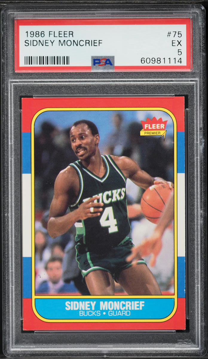 1986 Fleer Basketball Sidney Moncrief #75 PSA 5 EX