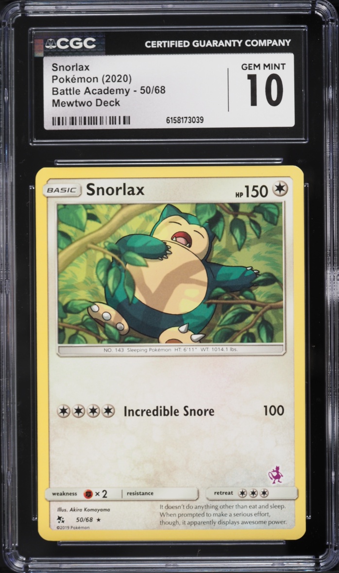 2020 Pokemon Sword & Shield Battle Academy Mewtwo Deck Snorlax #50 CGC 10 GEM MINT