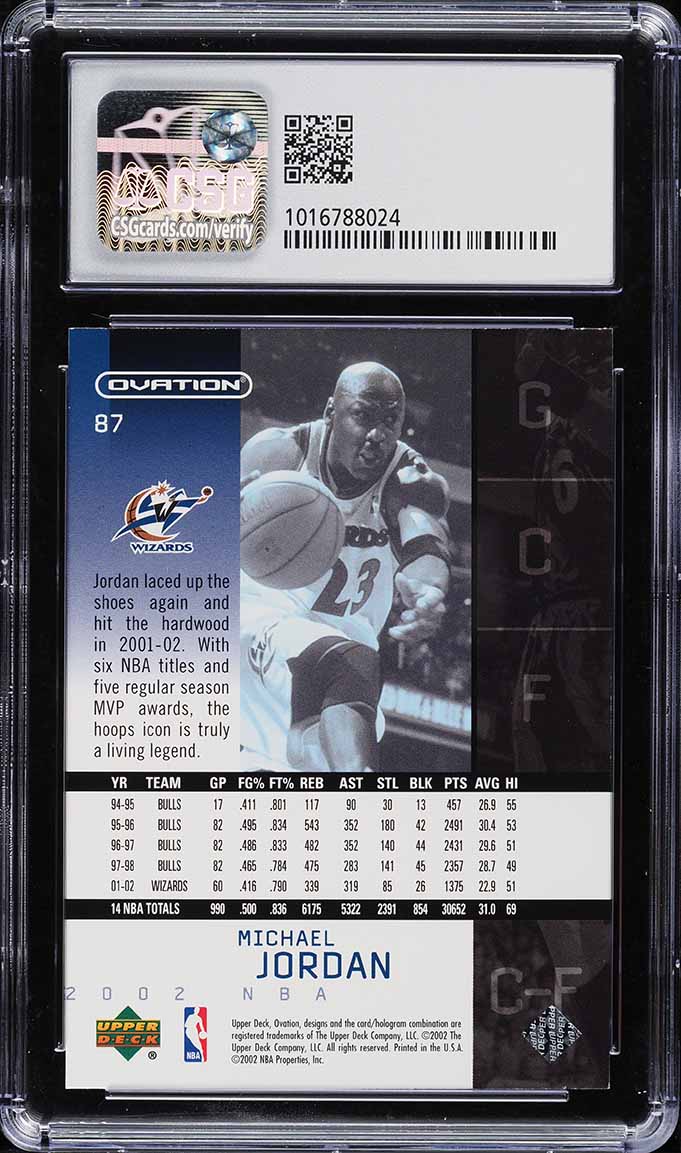 2002 Upper Deck Ovation Michael Jordan #87 CSG 9.5 GEM MINT