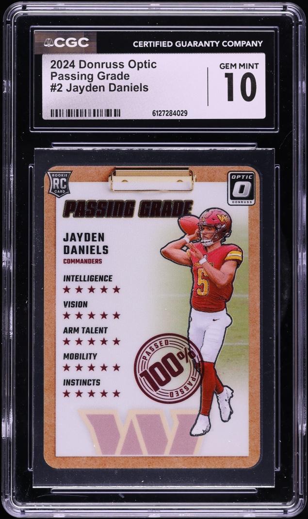 2024 Donruss Optic Passing Grade Jayden Daniels ROOKIE #2 CGC 10 GEM MINT