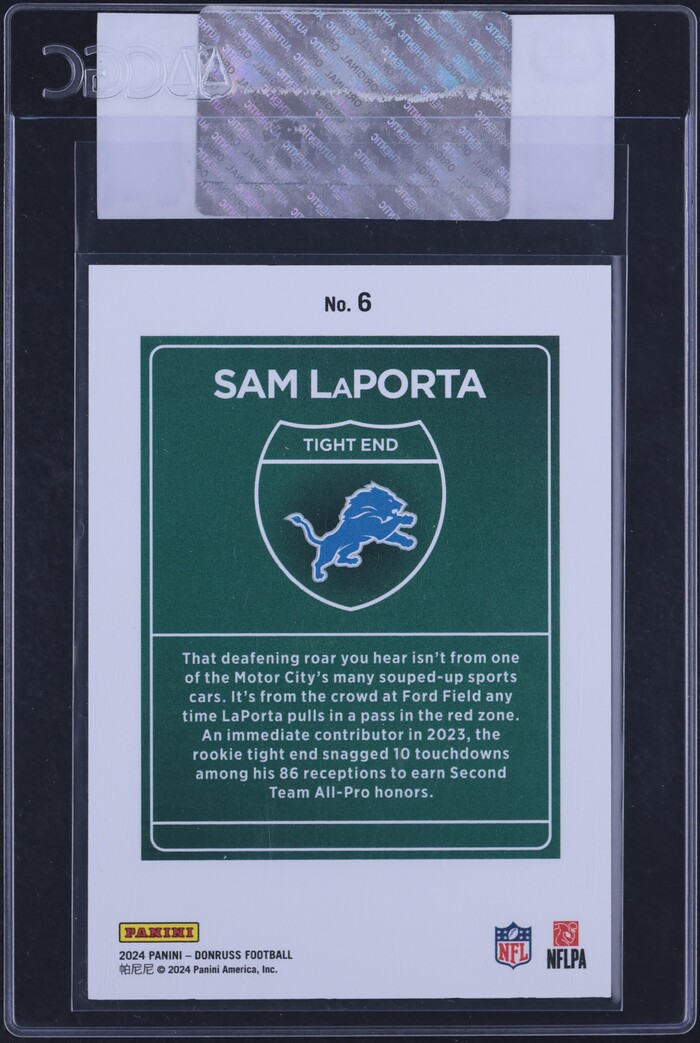 2024 Donruss Downtown Sam LaPorta #6 CGC AUTH