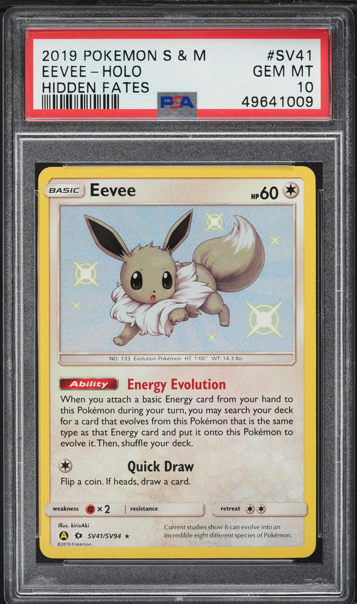 2019 Pokemon Sun & Moon Hidden Fates Shiny Eevee #SV41 PSA 10 GEM MINT