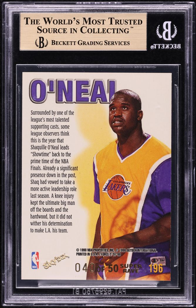 1997 Skybox Z-Force Super Rave Shaquille O'Neal /50 #196 BGS 9.5 GEM ...