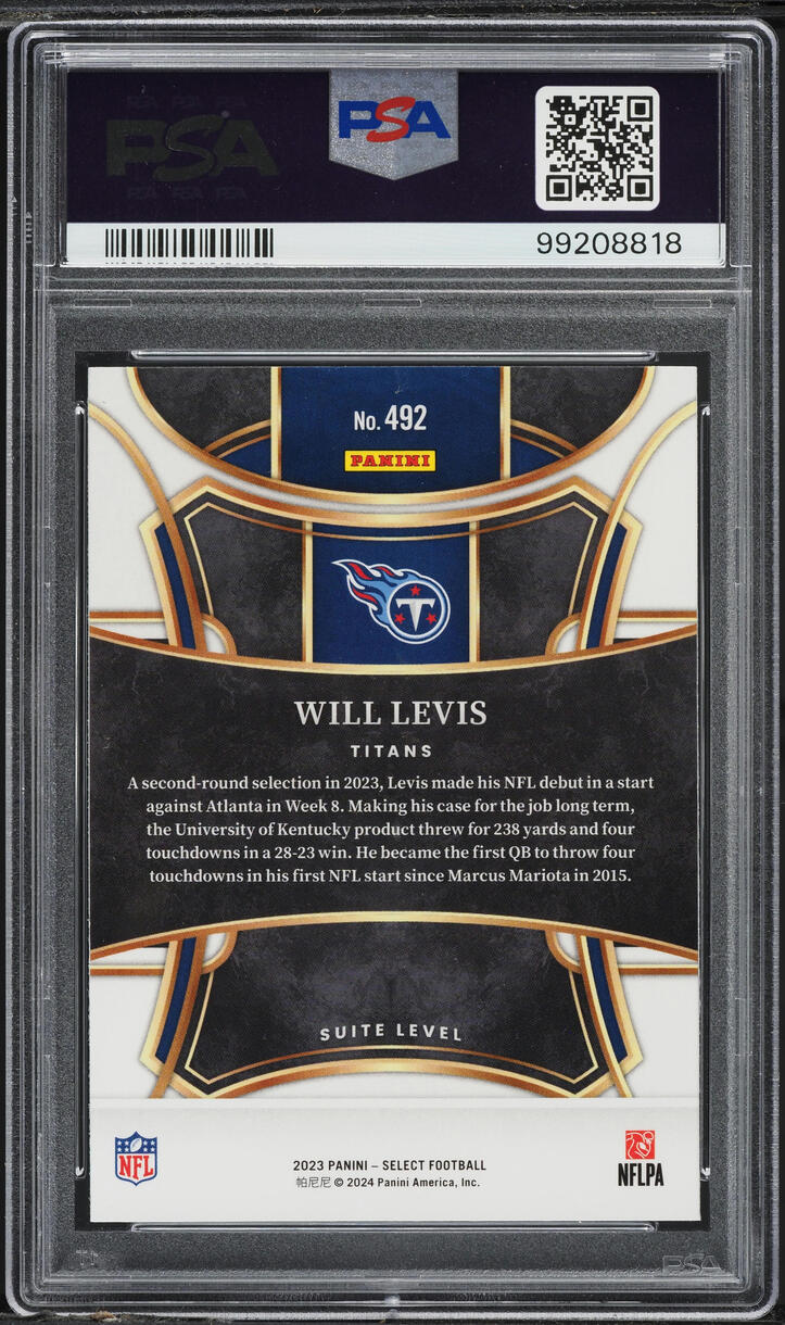 2023 Select Suite Level Will Levis ROOKIE 492 PSA 9 MINT on Fanatics