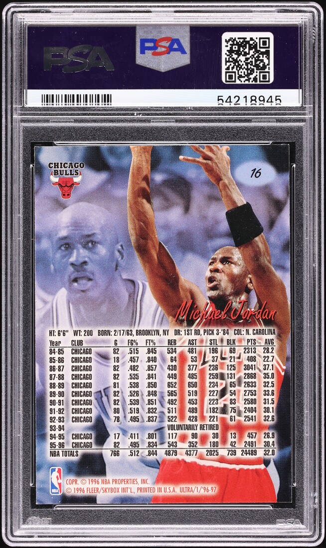 1996 Ultra Basketball Michael Jordan #16 PSA 10 GEM MINT