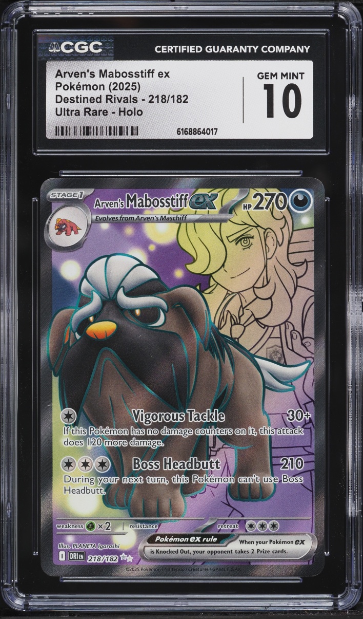 2025 Pokemon Scarlet & Violet Destined Rivals Full Art Arven's Mabosstiff Ex #218 CGC 10 GEM