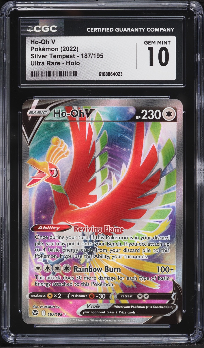 2022 Pokemon Sword & Shield Silver Tempest Full Art Ho-Oh V #187 CGC 10 GEM MINT