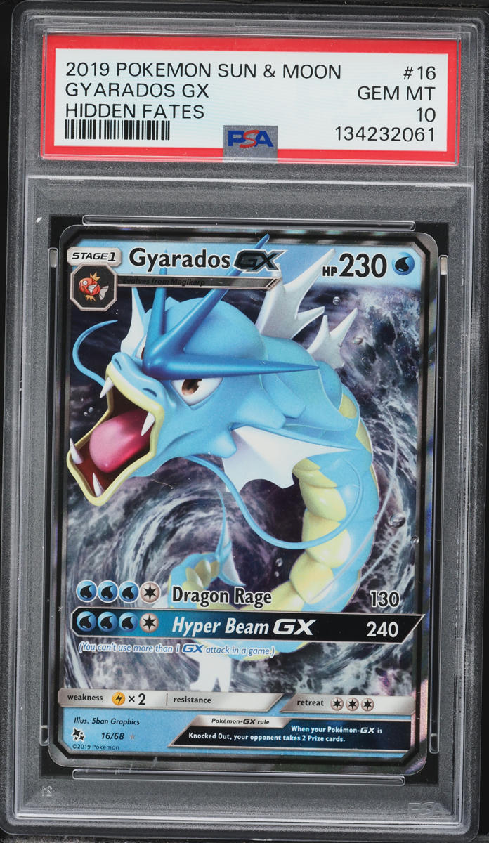 2019 Pokemon Sun & Moon Hidden Fates Full Art Gyarados GX #16 PSA 10 GEM MINT