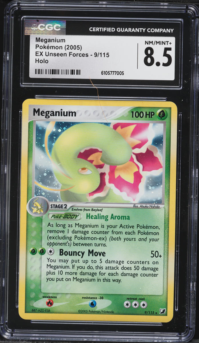 2005 Pokemon EX Unseen Forces Holo Meganium #9 CGC 8.5 NM-MT+
