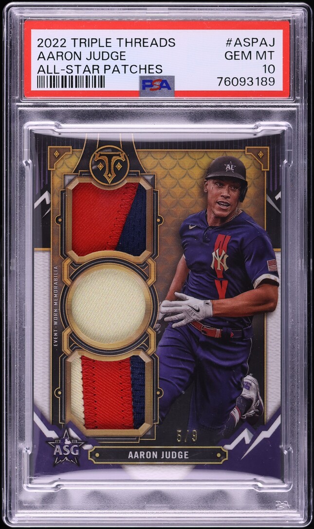 2022 Topps Triple Threads All-Star Aaron Judge PATCH /9 #ASP-AJ PSA 10 GEM MINT