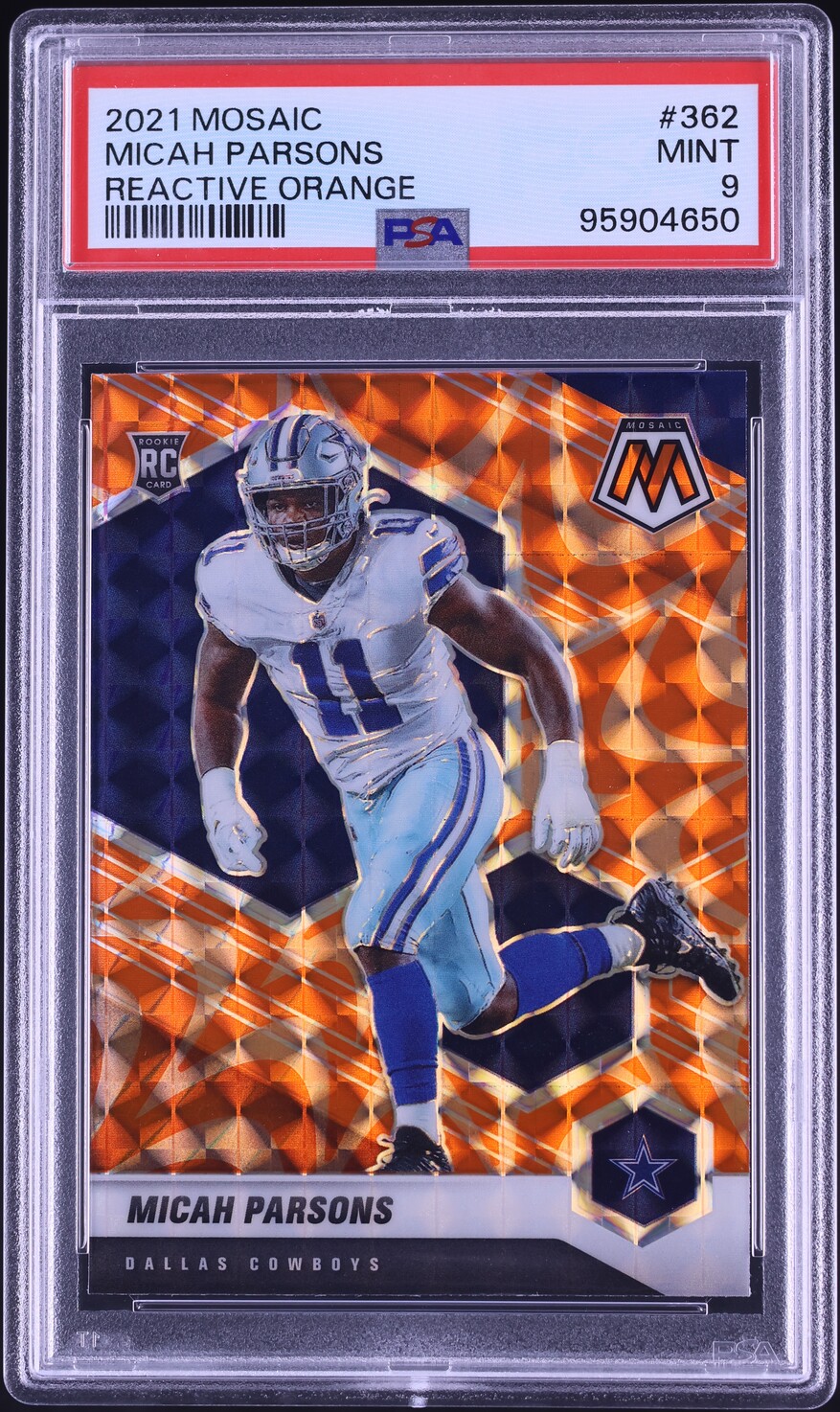 2021 Panini Mosaic Reactive Orange Micah Parsons ROOKIE #362 PSA 9 MINT