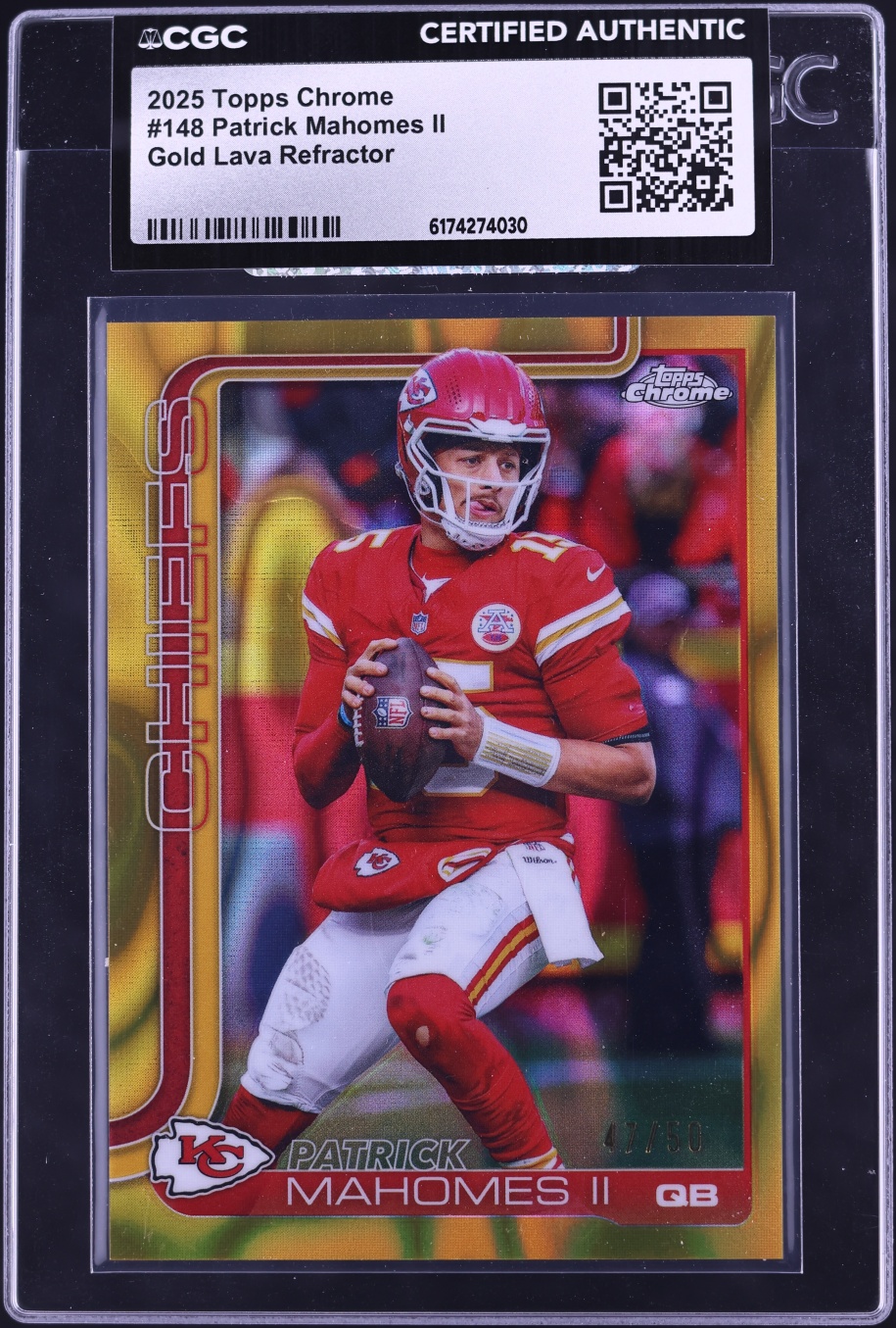 2025 Topps Chrome Gold Lava Refractor Patrick Mahomes II /50 #148 CGC AUTH