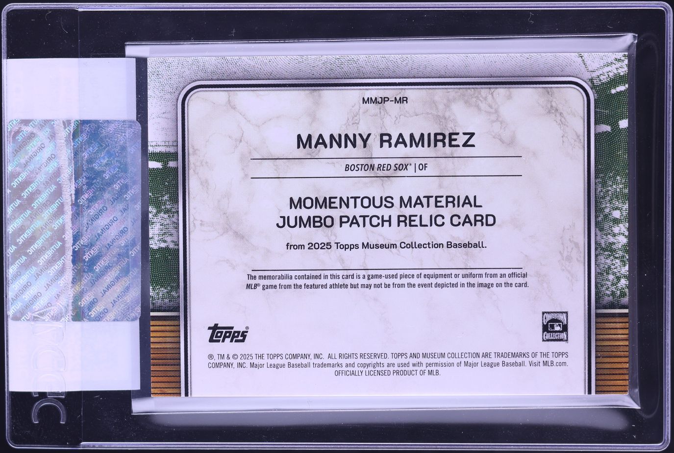 2025 Topps Museum Collection Momentous Jumbo Ruby Manny Ramirez PATCH /5 #MMJP-MR CGC AUTH