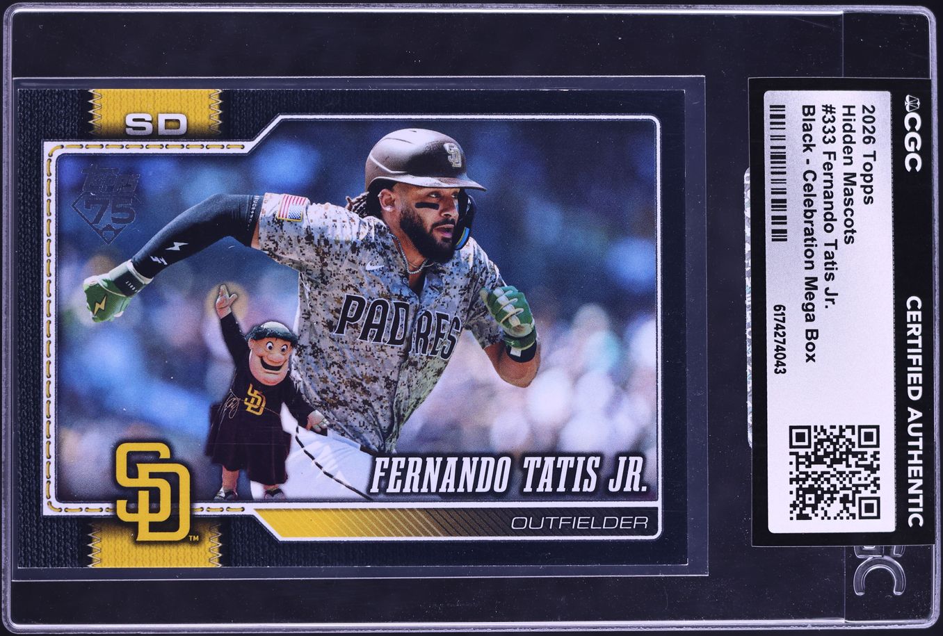 2026 Topps Hidden Mascots Black Celebration Mega Box Fernando Tatis Jr. 1/10 #333 CGC AUTH
