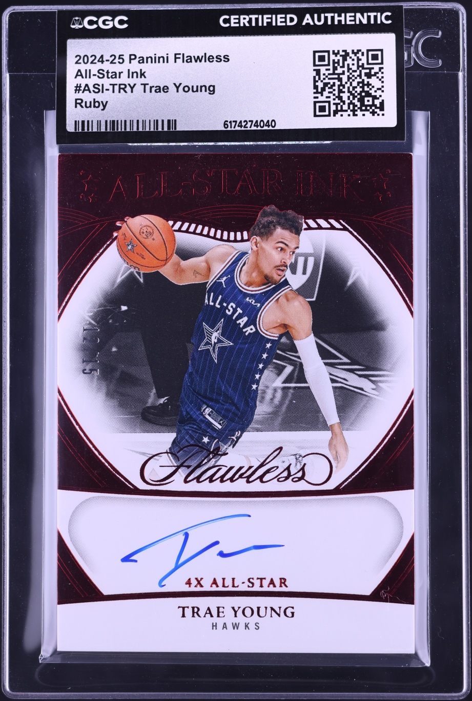 2024 Panini Flawless All-Star Ink Ruby Trae Young AUTO /15 #ASI-TRY CGC AUTH