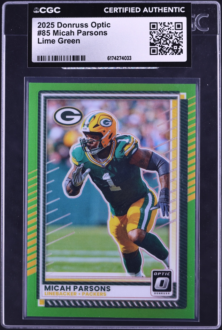 2025 Donruss Optic Lime Green Micah Parsons /50 #85 CGC AUTH