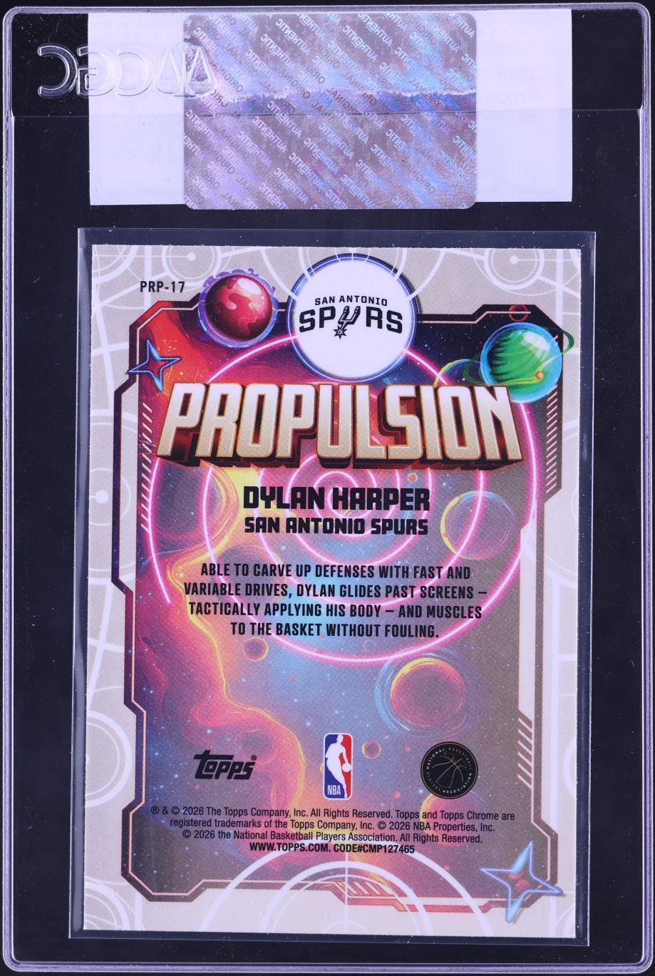 2025 Topps Chrome Cosmic Propulsion Dylan Harper ROOKIE #PRP-17 CGC AUTH