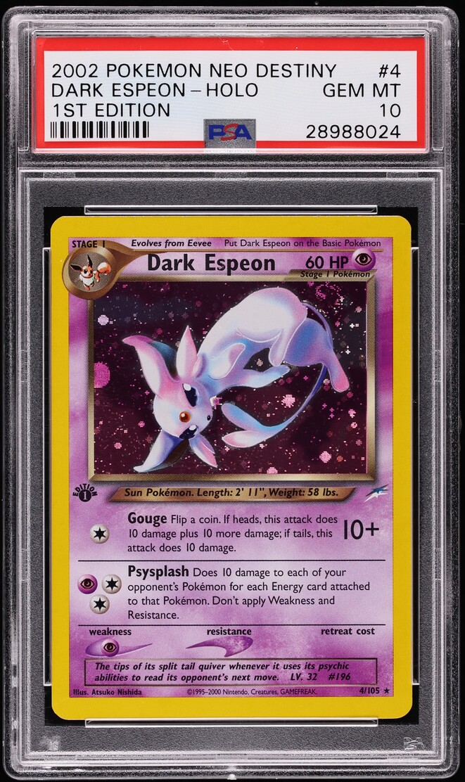 2002 Pokemon Neo Destiny 1st Edition Holo Dark Espeon #4 PSA 10 GEM MINT