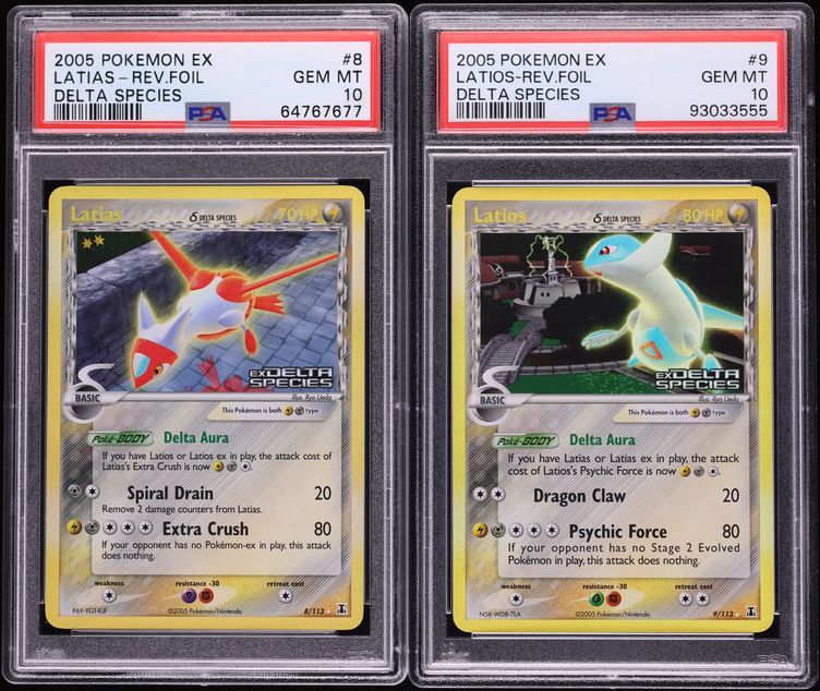Lot(2) 2005 Pokemon EX Delta Species Reverse Holo Latias Latios #8-9 PSA 10 GEM MINT