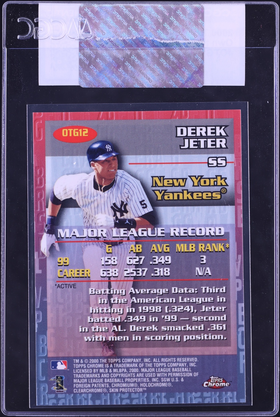 2000 Topps Chrome Own The Game Derek Jeter #OTG12 CGC AUTH