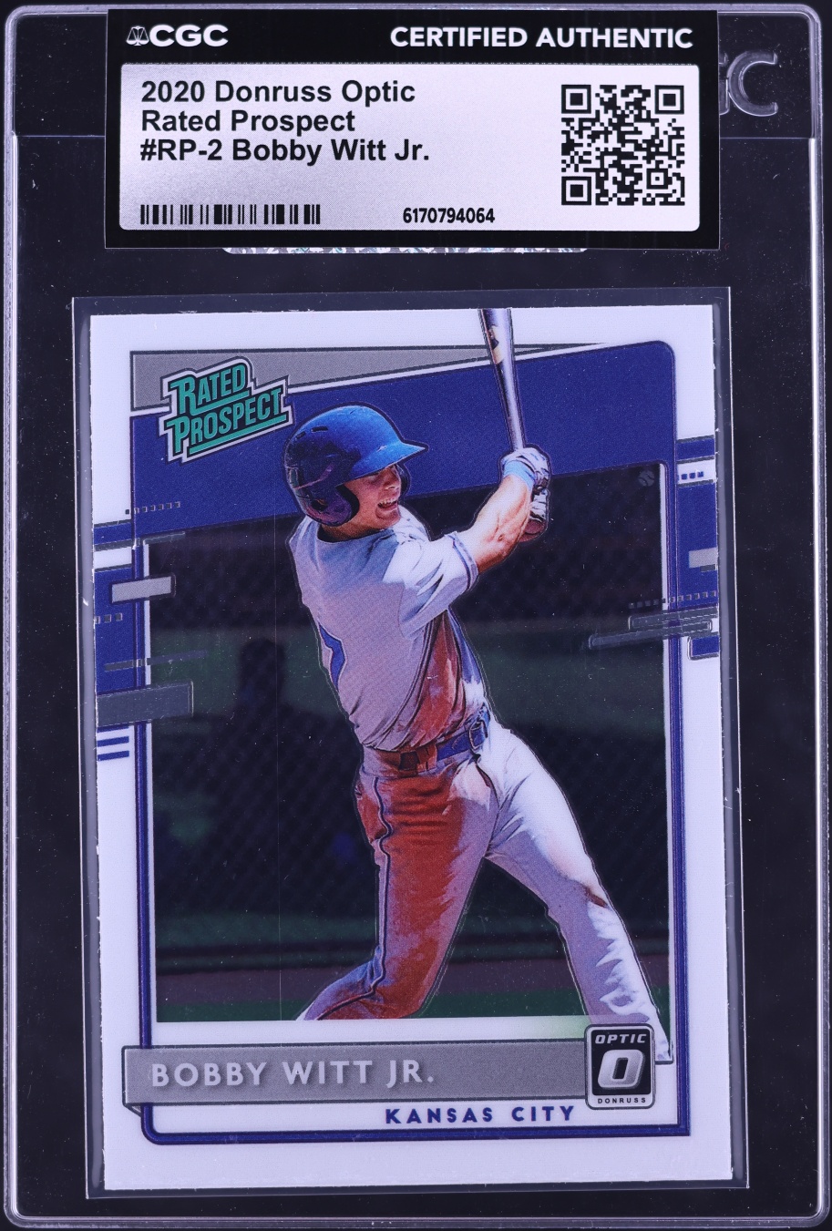 2020 Donruss Optic Bobby Witt Jr. PROSPECT #RP-2 CGC AUTH