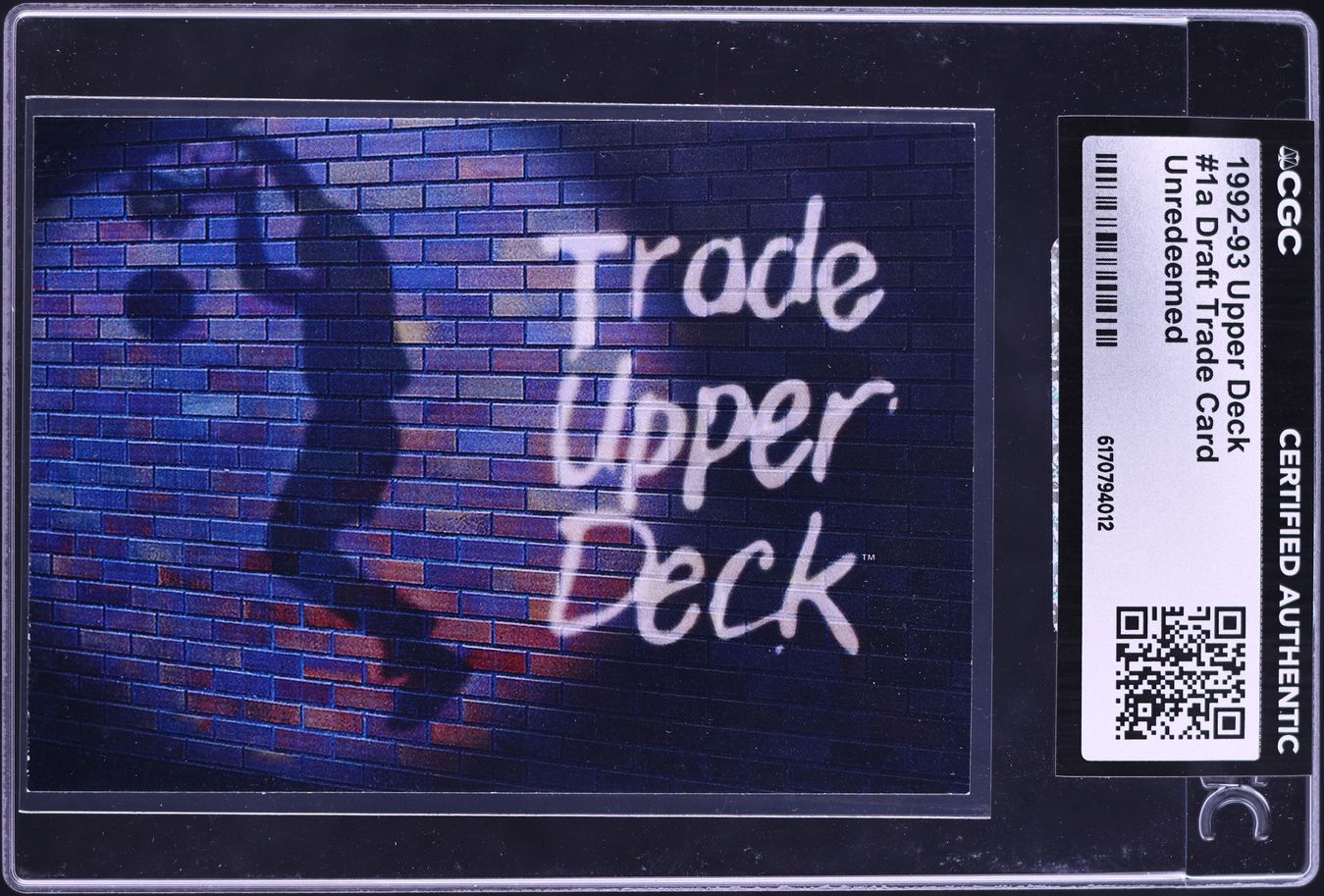 1992 Upper Deck Unredeemed Draft Trade Card Shaquille O'Neal ROOKIE #1a CGC AUTH