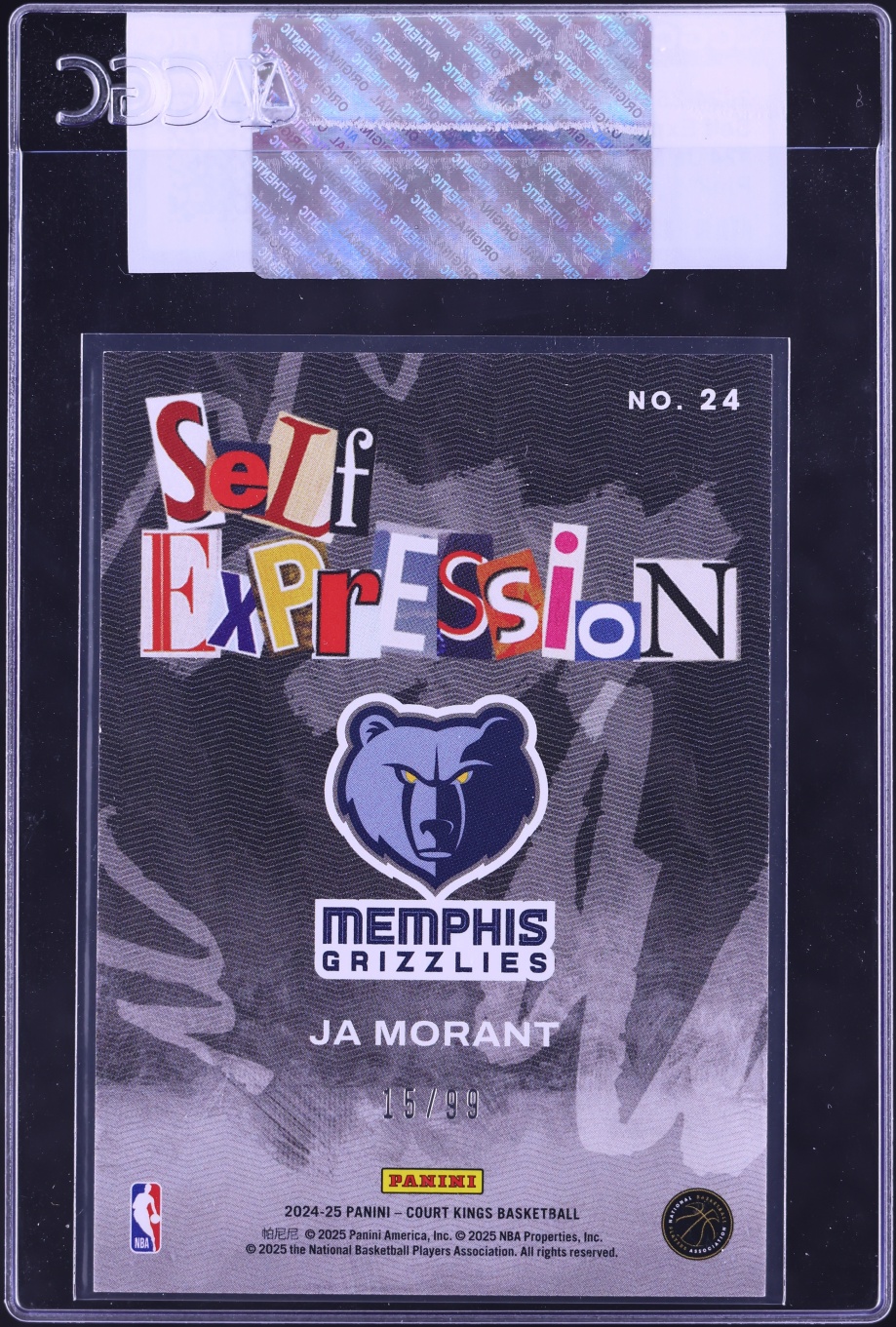 2024 Panini Court Kings Self Expression Pink Ja Morant /99 #24 CGC AUTH