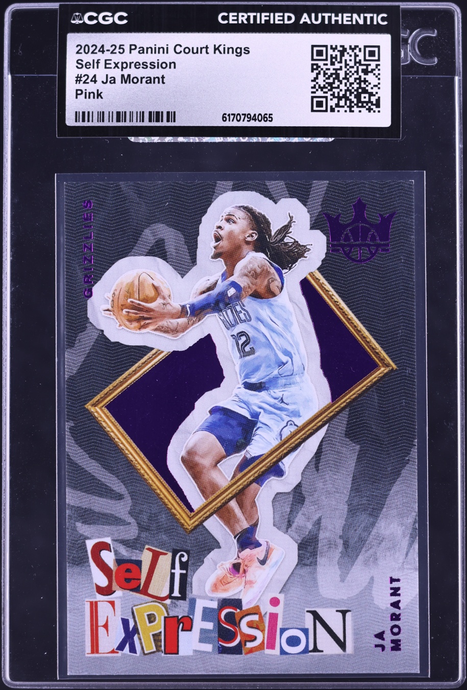 2024 Panini Court Kings Self Expression Pink Ja Morant /99 #24 CGC AUTH