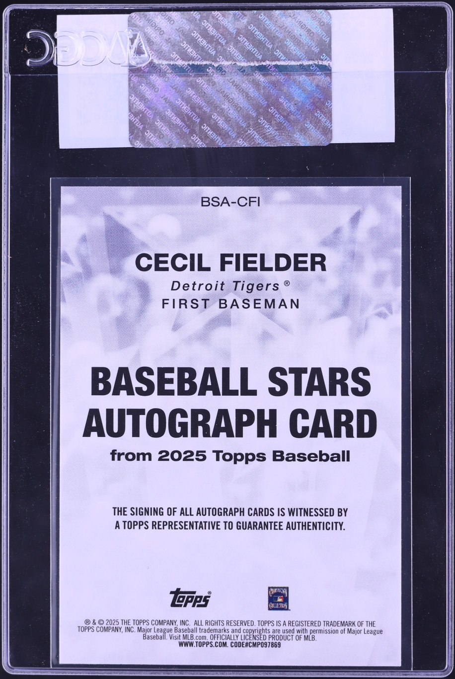 2025 Topps Baseball Stars Cecil Fielder AUTO #BSA-CFI CGC AUTH